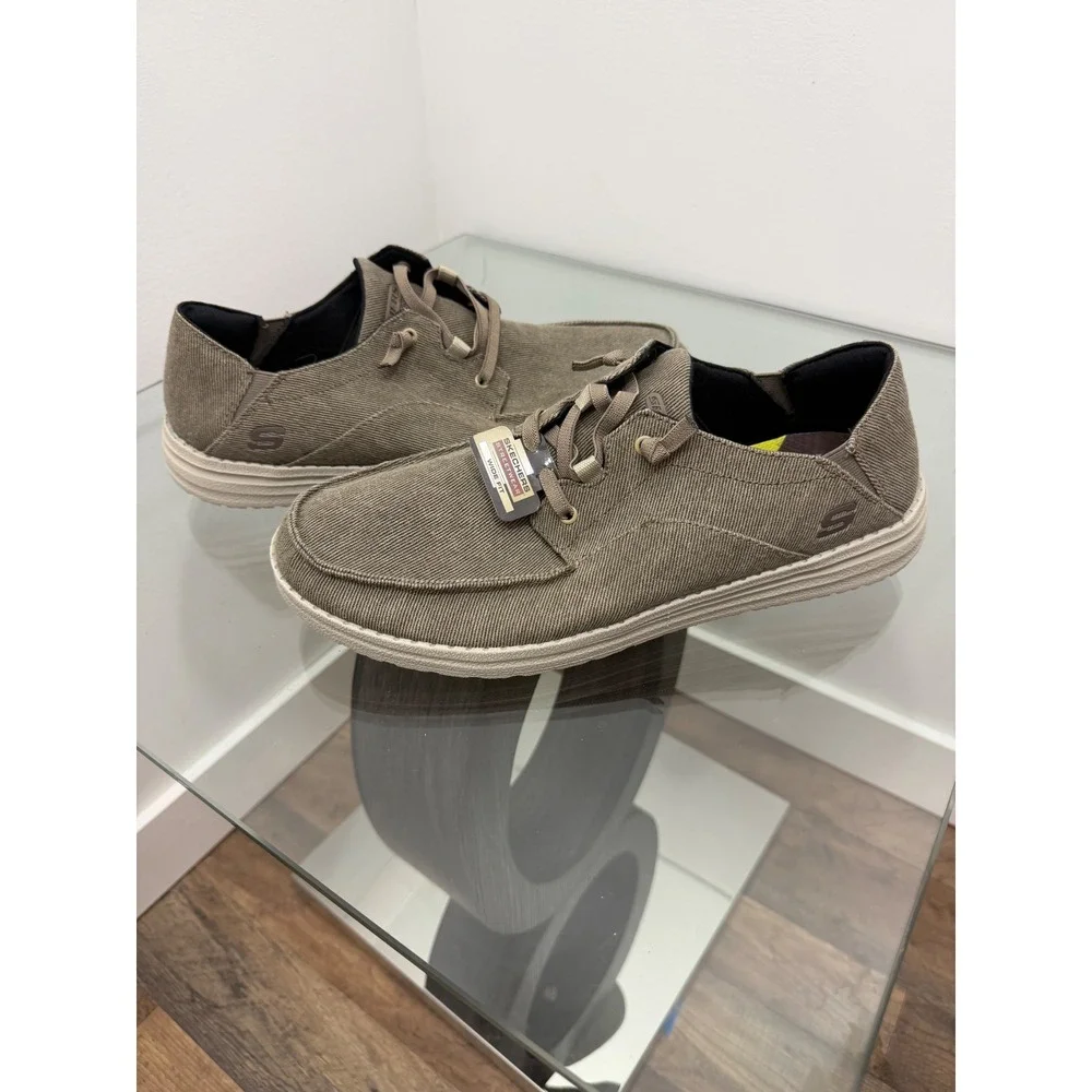 Skechers Streetwear Wide Fit Brown Loafers Mens 12 Goga Mat Arch 66384W